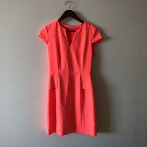 Tahari neon coral pink dress